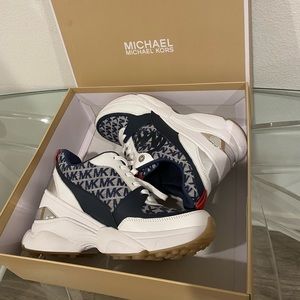 Michael Kors Navy and White Logo Sneakers